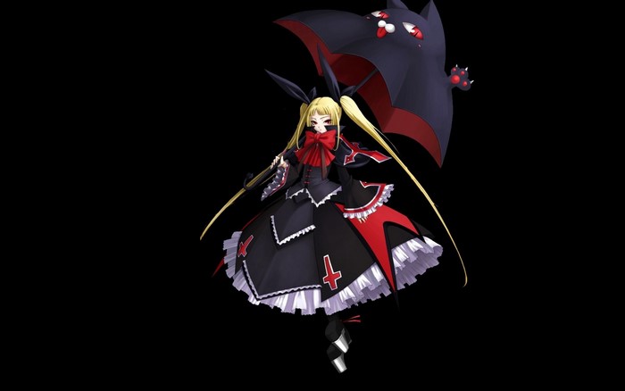 Rachel Alucard from Blazblue holding an umbrella