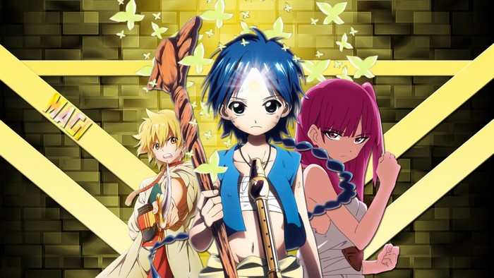 Aladdin, Morgiana, and Alibaba Saluja from Magi: The Labyrinth of Magic