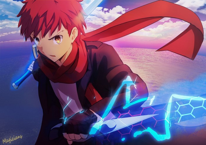 Shirou Emiya from Fate Stay Night with glowing sword