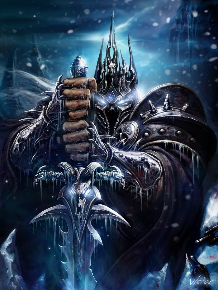 Arthas from World of Warcraft holding Frostmourne