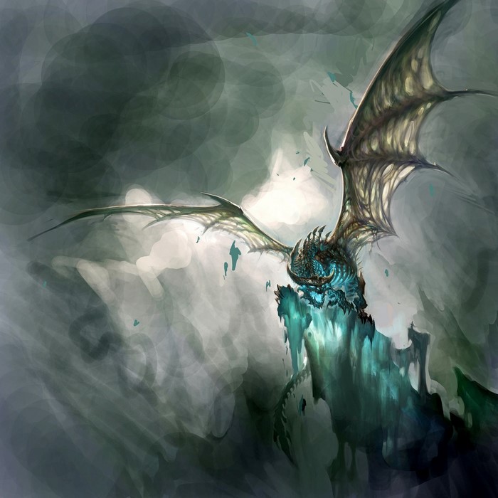 Dragon from Aion on a rocky outcrop
