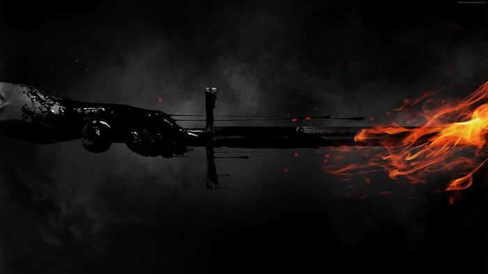 The Last Witch Hunter with flaming sword
