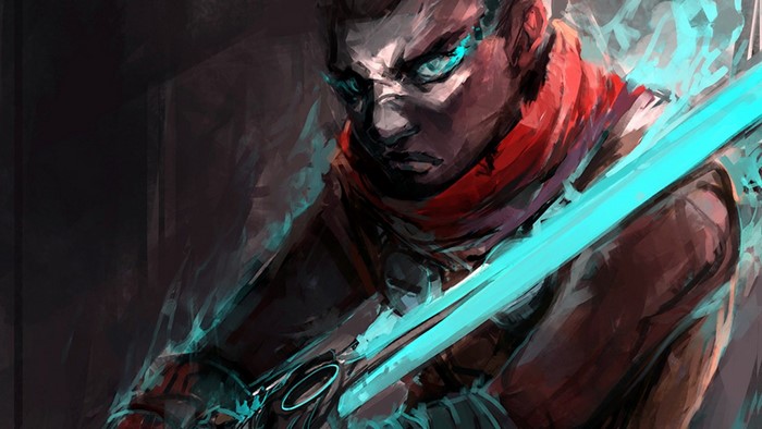 Ekko from League of Legends with a glowing sword