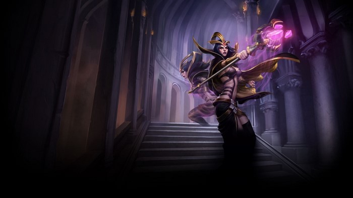 LeBlanc from League of Legends with a staff