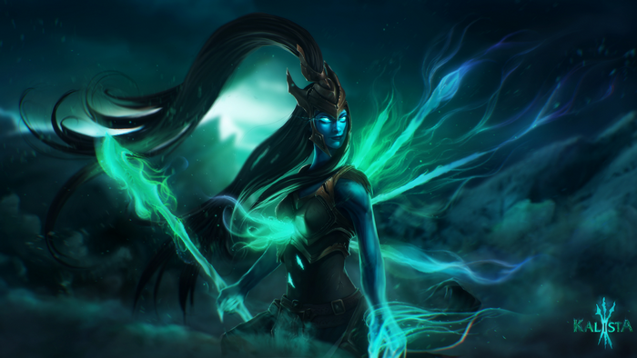 Kalista from League of Legends with a spear
