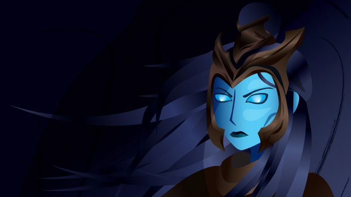 Kalista from League of Legends in darkness