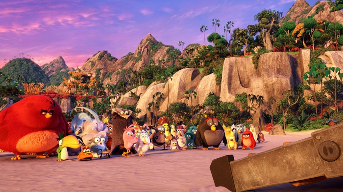 The Angry Birds Movie characters on a beach