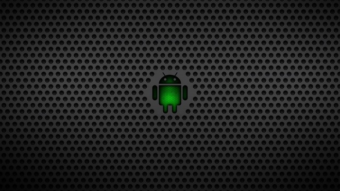 Android logo on a perforated metal background