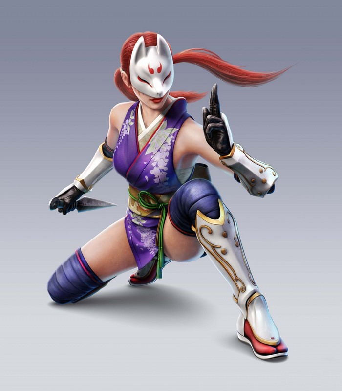 Ling Xiaoyu from Tekken wearing a Kitsune mask