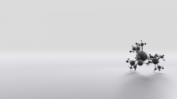 Abstract molecular structure on a minimalist background