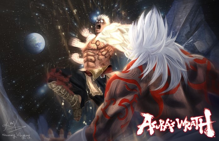 Asura from Asura's Wrath fighting in space