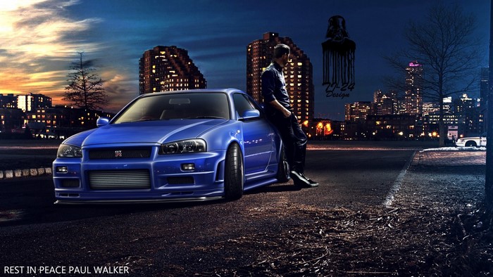 Paul Walker with Nissan Skyline GT-R R34