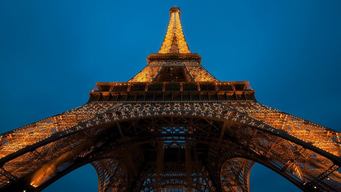 Eiffel Tower at Night in Paris, France