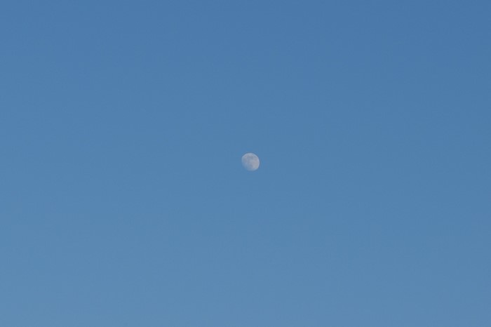 The Moon in a clear blue sky