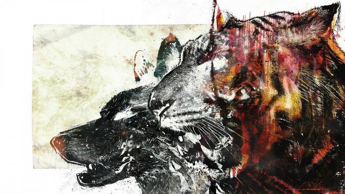 Wolf and Tiger hybrid painting