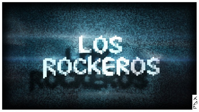 Los Rockeros text logo with glitch effect