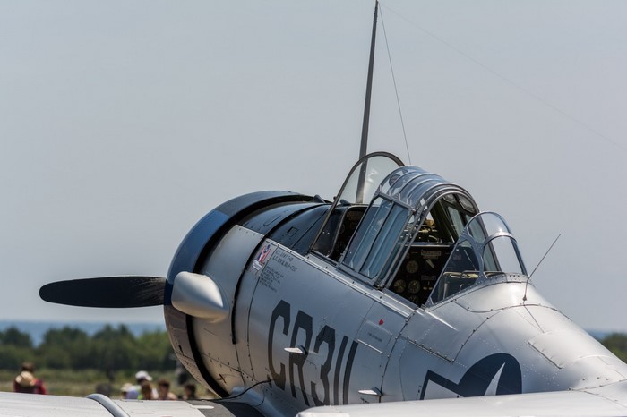 Close-up of a vintage military aircraft cockpit