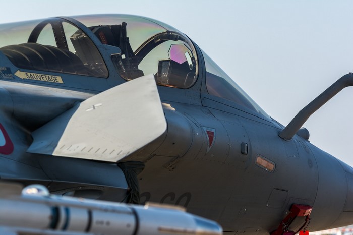 Dassault Rafale fighter jet cockpit and missile