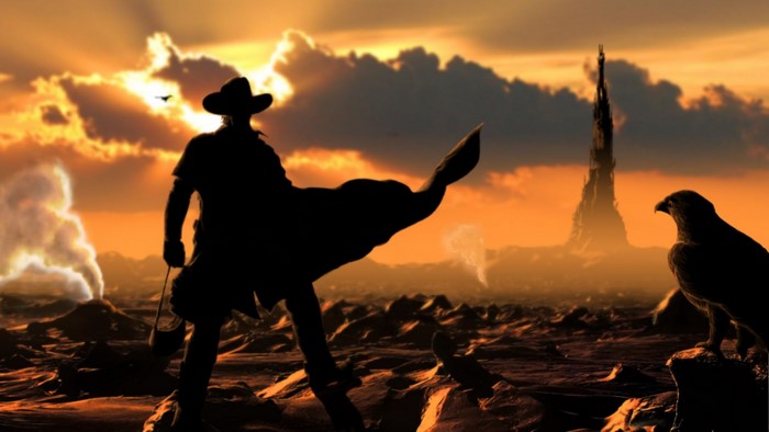 Silhouette of a Gunslinger from The Dark Tower at sunset