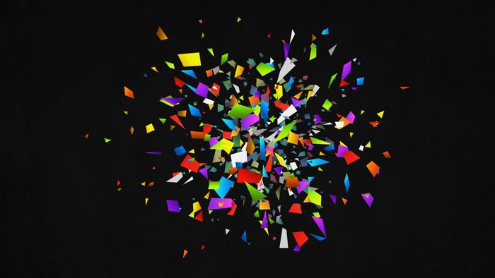 Colorful confetti explosion on black background