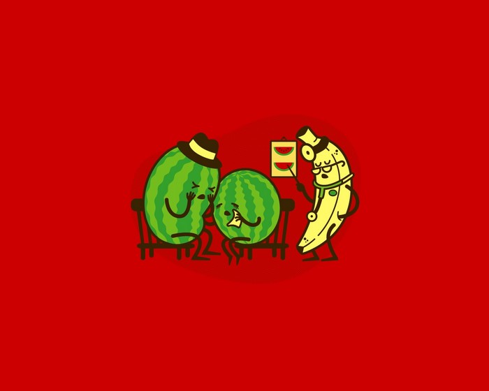 Watermelons at the doctor's office with a banana doctor