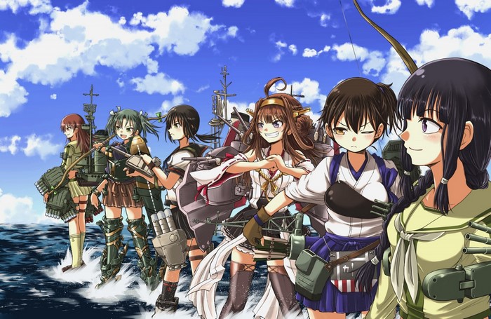 Kantai Collection characters on the sea