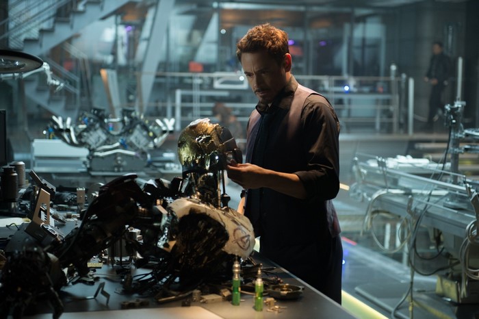Tony Stark from Avengers Age of Ultron in a workshop