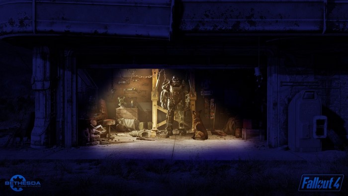 Fallout 4 Power Armor Workshop at Night