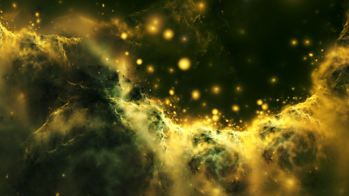 Abstract golden nebula with glowing lights