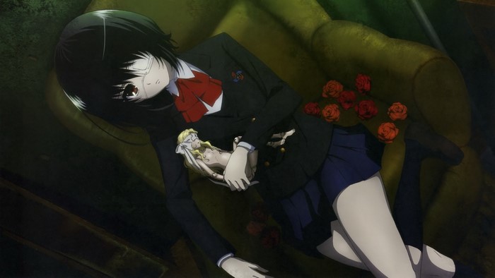 Misaki Mei from Another holding a doll