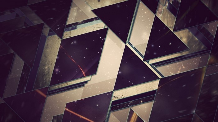 Abstract geometric shapes with space and light reflections