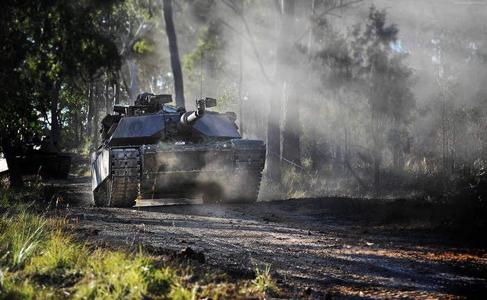 U.S. Army Abrams M1A1 tank in a forest
