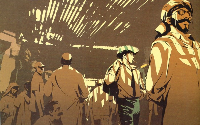 Spike Spiegel and others in a crowd
