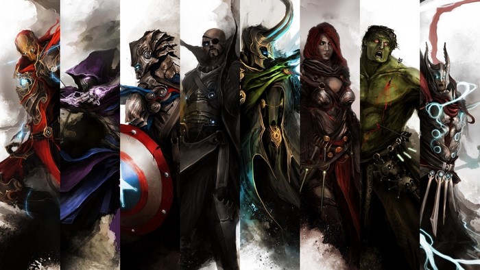 The Avengers and Loki from Marvel Comics
