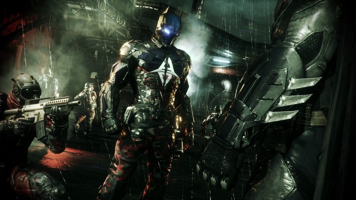Batman from Batman Arkham Knight in a loading dock