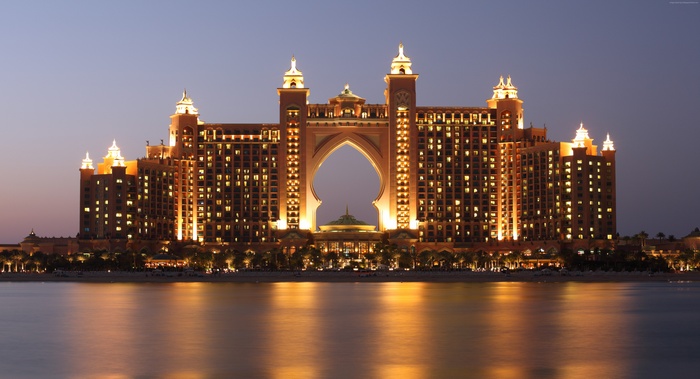 sea, water, Hotel, Atlantis, night, booking, ocean, vacation, Dubai, resort, sky, travel