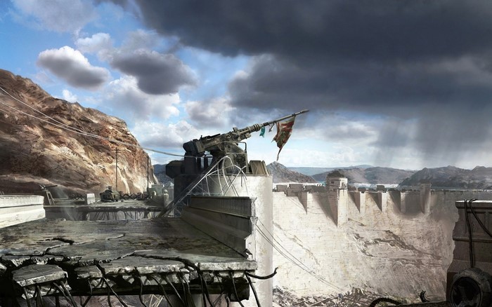 Fallout: New Vegas Dam Ruins with Turret