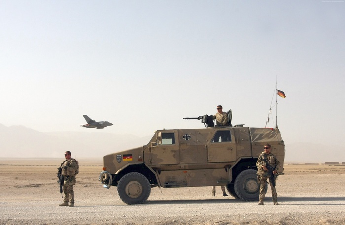 Bundeswehr ATF Dingo MPPV in Afghanistan with Tornado jet