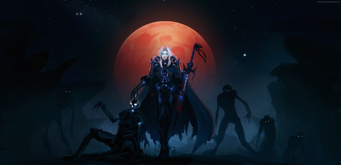 Death Knight from World of Warcraft with zombies