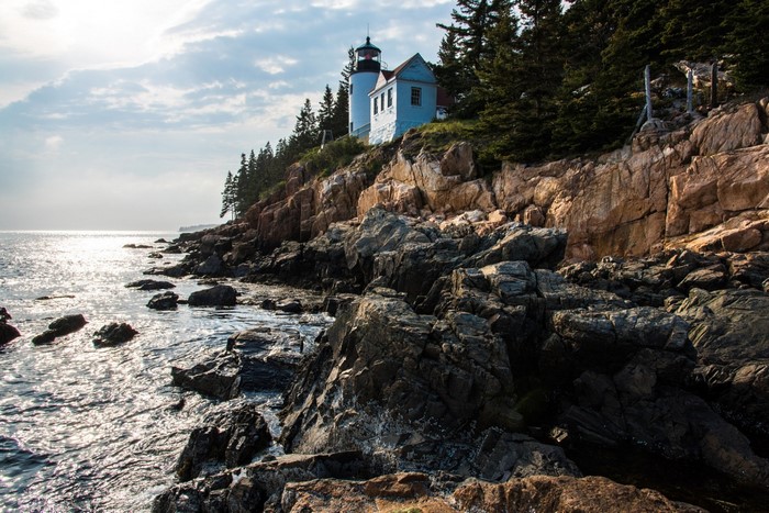 Bass Harbor Head Light Station on rocky coast