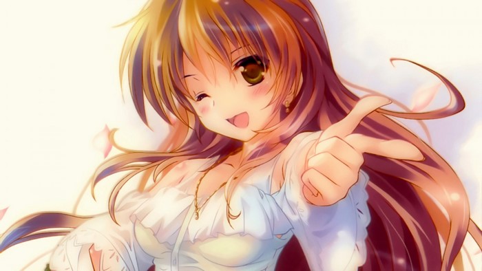 Kaga Kouko from Golden Time winking