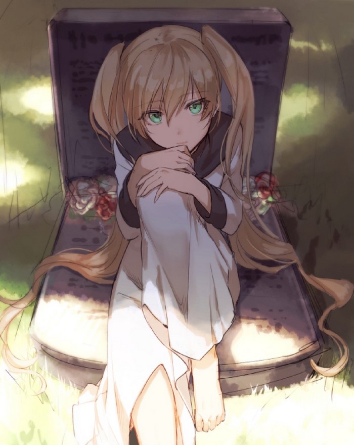 Mary Macbeth from Kekkai Sensen sitting by a grave