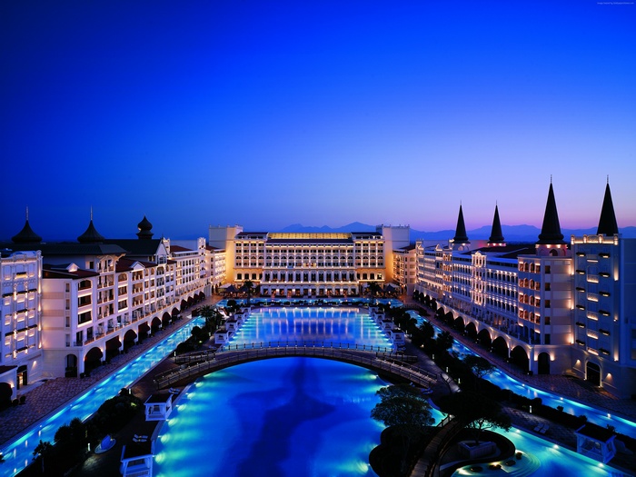Mardan Palace Hotel in Turkey at Dusk