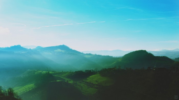 Misty Mountain Landscape in Italy