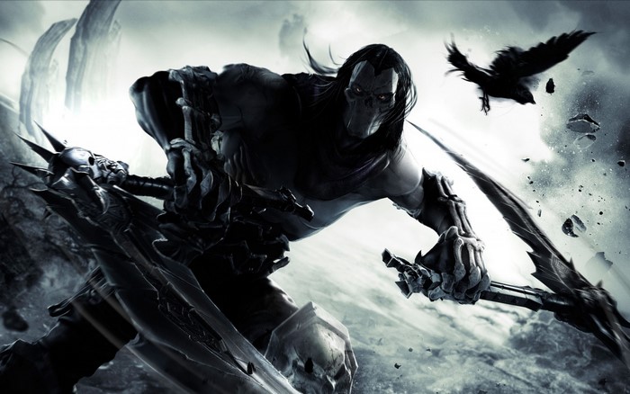 Death from Darksiders 2 with scythe and crow