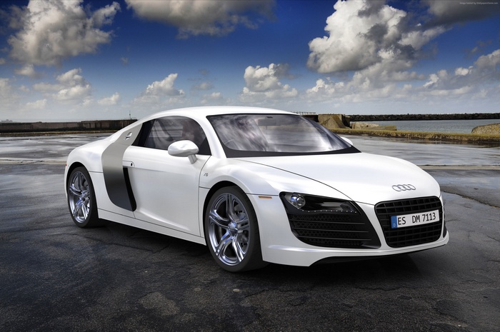 White Audi R8 Coupe on a Paved Surface