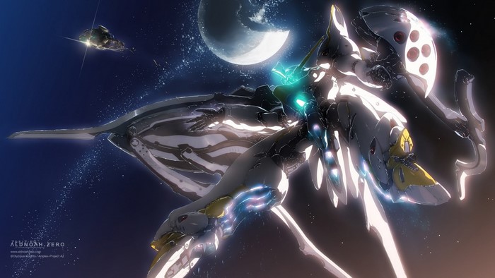 Aldnoah Zero spaceship and moon in space