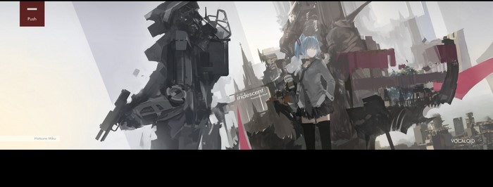 Hatsune Miku from Vocaloid with mecha and city