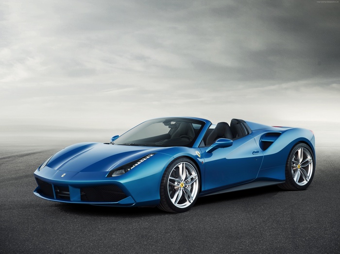 Blue Ferrari 488 Spider Convertible