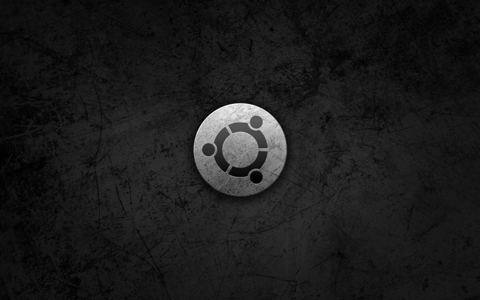 Ubuntu logo on a dark textured background